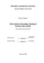 Referāts 'Informācijas tehnoloģiju risinājumi finanšu risku analīzē', 2.