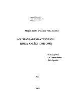 Referāts 'AS "Hansabanka" finanšu riska analīze (2001.-2003.)', 1.