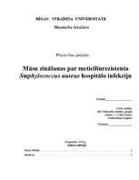 Referāts 'Māsu zināšanas par meticilīnrezistenta Staphylococcus aureus hospitālo infekciju', 1.