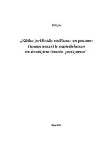 Eseja 'Kādas juridiskās zināšanas un prasmes (kompetences) ir nepieciešamas iedzīvotāji', 1.