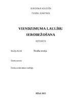 Referāts 'Viendzimuma laulību ierobežošana', 1.