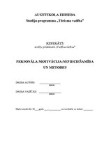 Referāts 'Personāla motivācija: nepieciešamība un metodes', 1.