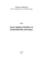 Eseja 'Masu mediju sistēma unietekmējošie apstākļi', 1.