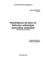 Referāts 'Pašvērtējums kā viens no faktoriem veiksmīgas personības veidošanā', 1.