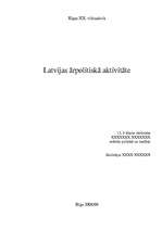 Referāts 'Latvijas ārpolitiskā aktivitāte', 1.