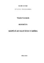 Referāts 'Kopējā kvalitātes vadība', 1.