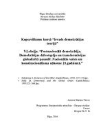 Konspekts 'Postnacionālā demokrātija. Demokrātijas dzīvotspēja un transformācijas globalizē', 1.