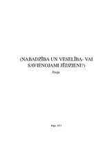 Eseja 'Nabadzība un veselība - vai savienojami jēdzieni?', 1.