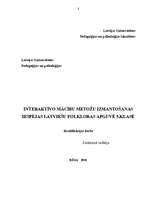 Diplomdarbs 'Interaktīvo mācību metožu izmantošanas iespējas latviešu folkloras apguvē', 1.