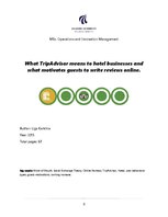 Referāts 'What TripAdvisor Means to Hotel Businesses and what Motivates Guests to Write Re', 1.