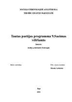 Konspekts 'Tautas partijas programma 9.Saeimas vēlēšanās', 1.