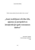 Referāts 'Jauni meklējumi cilvēka tēla, apjoma un perspektīves interpretācijā agrās renesa', 1.