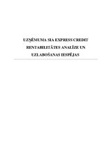 Prakses atskaite 'Uzņēmuma SIA "ExpressCredit" rentabilitātes analīze un uzlabošanas iespējas', 1.