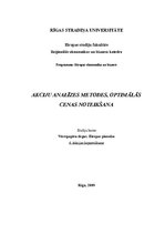 Konspekts 'Akciju analīzes metodes, optimālās cenas noteikšana', 1.