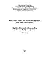 Diplomdarbs 'Applicability of the Capital Asset Pricing Model to the Baltic Stock Markets', 1.