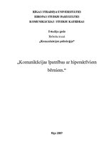 Referāts 'Komunikācijas īpatnības ar hiperaktīviem bērniem', 1.