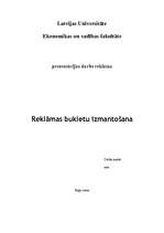 Referāts 'Reklāmas bukletu izmantošana', 1.