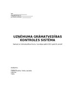 Referāts 'Uzņēmuma grāmatvedības kontroles sistēma', 1.