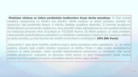 Prezentācija 'Piedziņas vēršana uz darba samaksu, tai pielīdzinātajiem maksājumiem un citām na', 9.