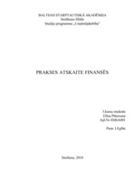 Prakses atskaite 'Prakses atskaite finansēs', 1.