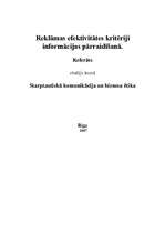 Referāts 'Reklāmas efektivitātes kritēriji informācijas pārraidīšanā', 1.