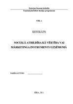 Referāts 'Sociālā atbildība kā vērtība vai mārketinga instruments uzņēmumā', 1.