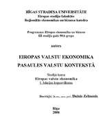 Konspekts 'Eiropas valstu ekonomika pasaules valstu kontekstā', 1.