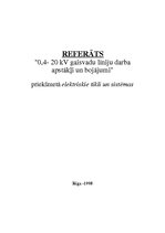 Referāts '0,4-20 kV gaisvadu līniju darba apstākļi un bojājumi', 1.