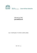 Konspekts 'Teodolīta gājiens. Koordinātu un platības aprēķins', 1.