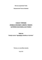 Referāts 'Dabas tūrisms Ziemeļkurzemes lībiešu ciemos Slīteres Nacionālajā parkā', 1.