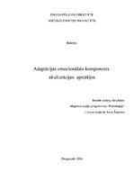 Referāts 'Adaptācijas emocionālais komponents akulturācijas apstākļos', 1.