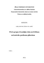 Referāts 'Preču grupas 22.nodaļas risku novērtēšana un kontroles pasākumu plānošana', 1.